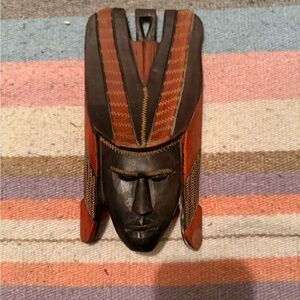 Vintage African Kenya Tribal Hand Carved Hand Painted Wooden Mask
